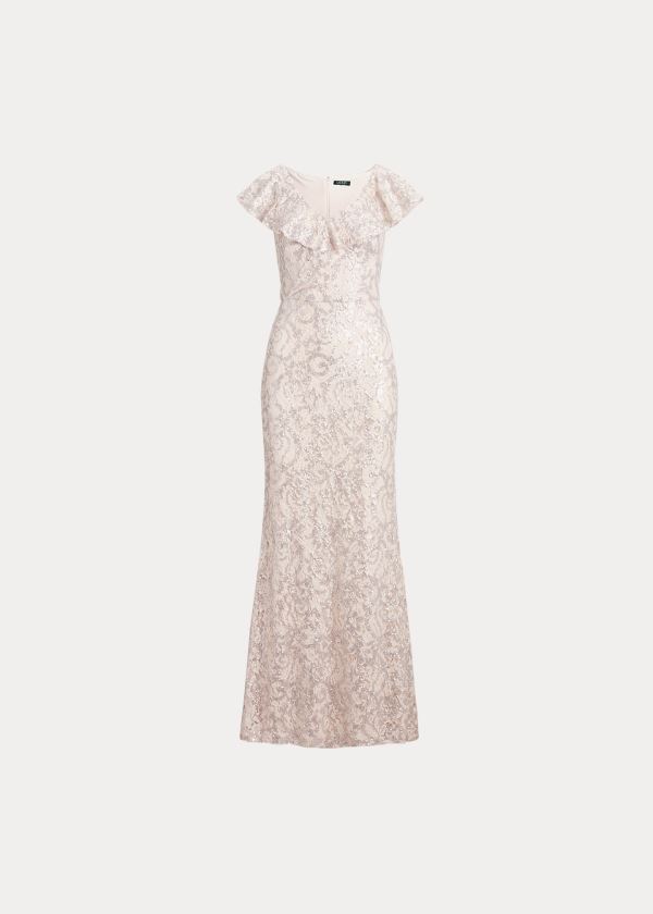 Women's Ralph Lauren Sequin-Lace One-Shoulder Gowns | 076589XGY